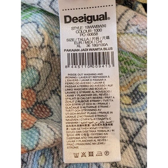 Desigual Sweater Womens Boho Colorful Long Sleeve Xlarge XL Thin Knit Artsy - Picture 10 of 10